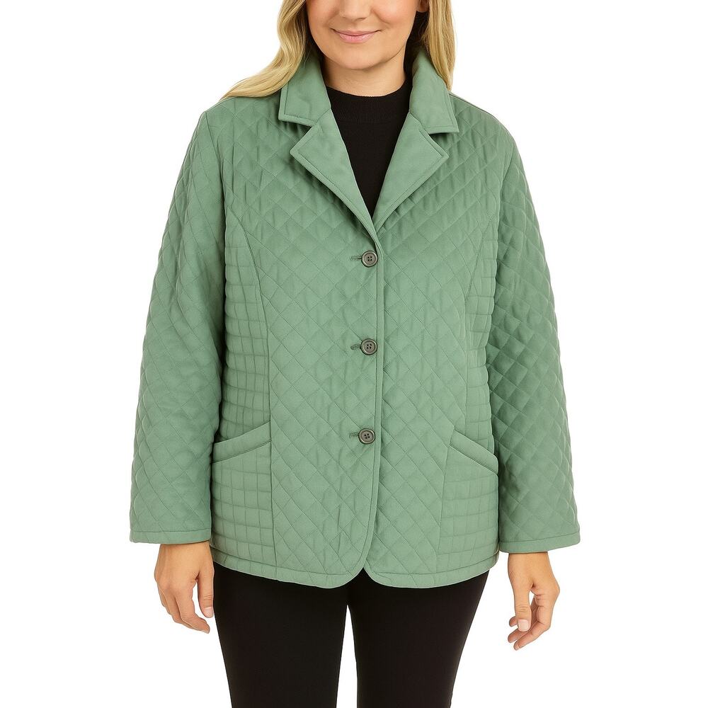 Cabela's‎ Green Collared Quilted Line Button Up Jacket Pockets Size XL